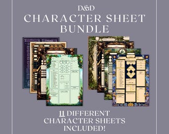 Paquete de hojas de personaje de D&D / DM / Herramientas para el Dungeon Master / Hoja de personaje de DnD 5e / PDF rellenable e imprimible / Dungeons and Dragons