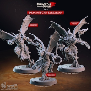 Bárbaro Dragonborn Miniatura Luchador Paladín Figura Dungeons and Dragons Mini RPG Mesa DnD Pintura Pathfinder 5e D&D CastnPlay