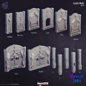 Paredes de ladrilhos de terreno | Dungeons and Dragons | RPGs de mesa | Conjunto de ladrilhos de masmorras modulares | Compatível com D&D | Presente DnD | Ladrilhos de grade de terreno DnD
