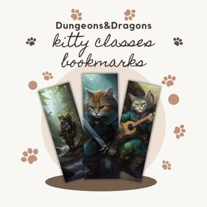 Marcadores de Classes de Gatos de D&D | Ferramentas para Mestre/Mestre de Dungeon | Cartas de D&D | D&D Pronto para Imprimir | Dungeons and Dragons | D&D para imprimir