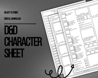 Hoja de personaje de D&D / DM / Herramientas del Dungeon Master / Hoja de personaje de DnD 5e / PDF rellenable e imprimible / Dungeons and Dragons