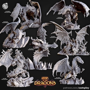 Dragon Miniature Set BBEG Boss Enemy Monster Figurine Dungeons and Dragons Mini RPG Tabletop DnD Painting Pathfinder 5e D&D CastnPlay