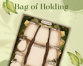 D&D Bag of Holding | Inventory | DM / Dungeon Master Tools | DnD 5e Character Sheet | Fillable and Printable pdf | Dungeons and Dragons