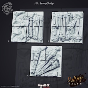 Terreno Tiles Bridge | Dungeons and Dragons | RPGs de mesa | Conjunto de peças de masmorras modulares | Compatível com D&D | Presente DnD | Peças de grade de terreno DnD
