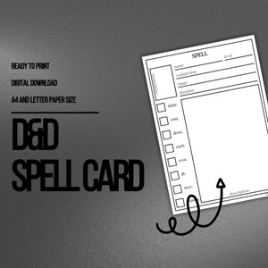 Carta de hechizo de D&D / DM / Herramientas del Dungeon Master / Hoja de estadísticas / PDF rellenable e imprimible / Dungeons and Dragons