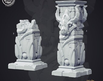 Dragons Vault Raid Column Scatter Terrain | DnD Figurine | Tabletop Accessories | D&D Scatter Terrain | TTRPG | Cast n Play
