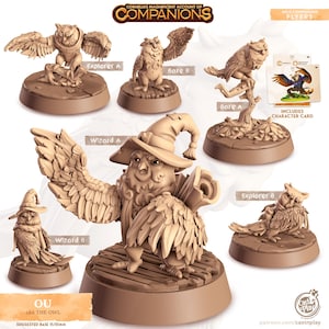 Búho, pájaro, animal, compañero, miniatura, forma salvaje, figura, Dungeons and Dragons, minijuego de rol, mesa, DnD, pintura, Pathfinder 5e, D&D, CastnPlay