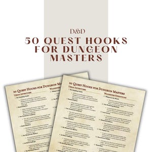 50 Ganchos de Missão para Mestres de Dungeon | Ferramentas para Mestres de Dungeon | DnD Pronto para Imprimir | Dungeons and Dragons | D&D para imprimir