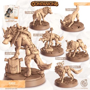 Wolf Animal Companion Miniature Wild Shape Figurine Dungeons and Dragons Mini RPG Tabletop DnD Painting Pathfinder 5e D&D CastnPlay