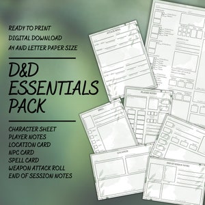 Pacote de Essenciais de D&D | Acessórios D&D | Dungeons and Dragons 5E | Para impressão | D&D para impressão
