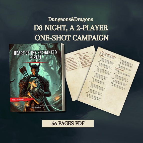 D&D d8 night - A Short Two-player Campaign with no DM | Dungeon Master Tools | DnD Ready To Print | Dungeons and Dragons | DND printable