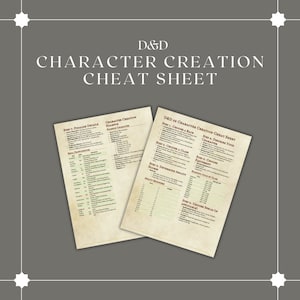 Foglio di trucchi per la creazione del personaggio / DM / Strumenti del Dungeon Master / Carte D&D / D&D pronte per la stampa / Dungeons and Dragons / D&D stampabile