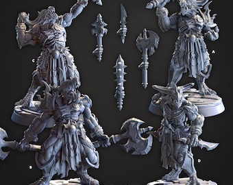 Figura de cazador de luchador en miniatura bárbaro nacido de dragón para mazmorras y dragones, minijuego de rol de mesa, DnD, pintura, Pathfinder 5e, D&D, CastnPlay