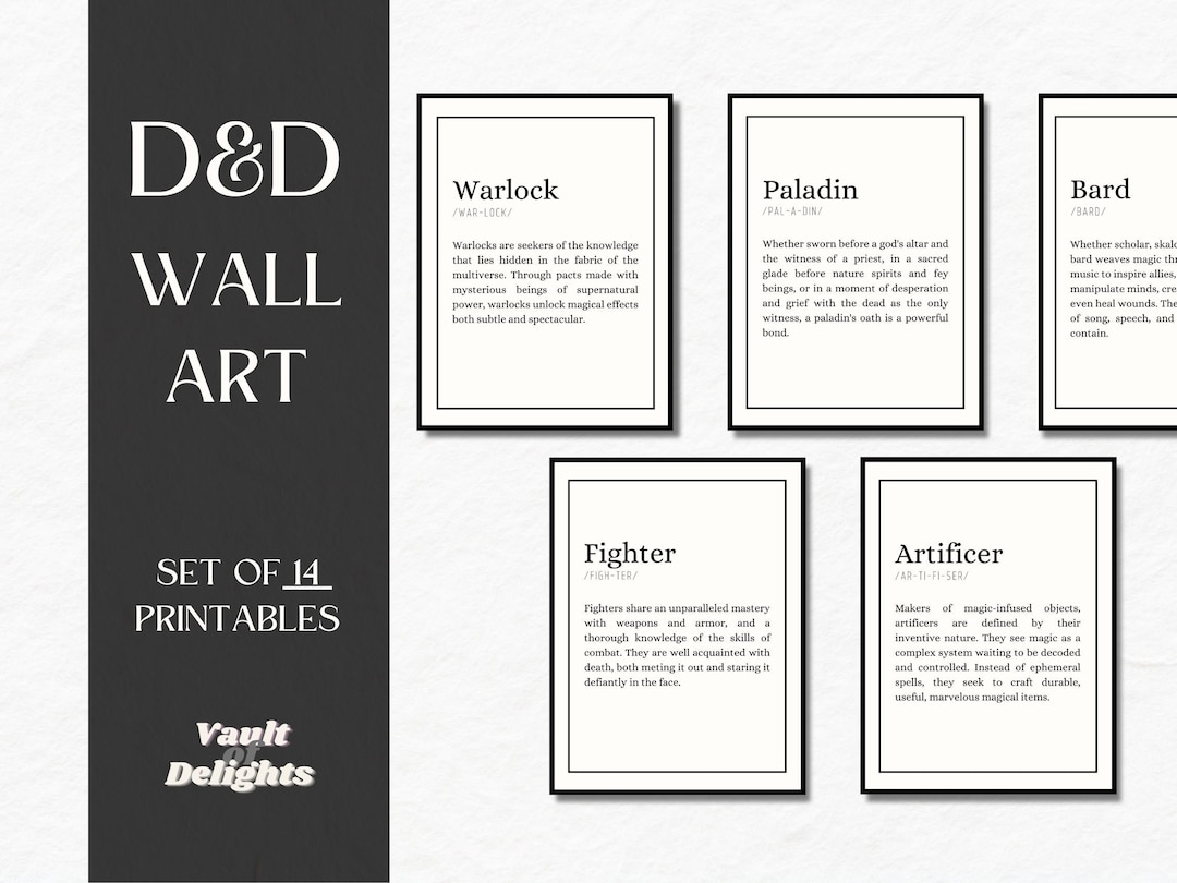Dungeons & Dragons Classes Printable Wall Art | Dungeons and Dragons ...
