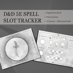 Rastreadores de Magias Imprimíveis de D&D 5e | Download Digital | Modelo Imprimível de Dungeons and Dragons | Rastreador de Magias 5e | DND para imprimir