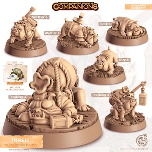 English Bulldog Animal Companion Dog Miniature Wild Shape Figurine Dungeons and Dragons Mini Tabletop DnD Painting Pathfinder D&D CastnPlay
