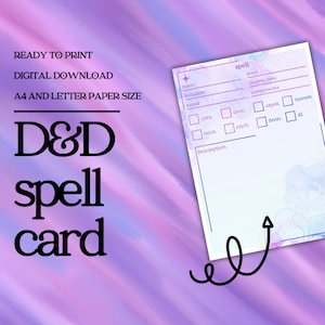 Carta de hechizo de D&D / DM / Herramientas del Dungeon Master / Hoja de estadísticas / PDF rellenable e imprimible / Dungeons and Dragons