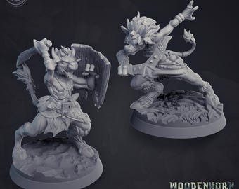 Miniatura Guerreira Minotaura Atiradora Tauren Estatueta Dungeons and Dragons Mini RPG de Mesa DnD Pintura Pathfinder 5e D&D CastnPlay