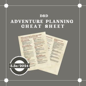 5.5e Adventure Planning Cheat Sheet | DM / Dungeon Master Tools | DnD Cards | DnD Ready To Print | Dungeons and Dragons | DND printable