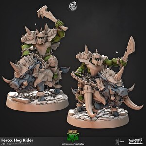 Orc Fighter Miniature Mount Warrior Barbarian Figurine Dungeons and Dragons Mini RPG Tabletop DnD Painting Pathfinder 5e D&D CastnPlay
