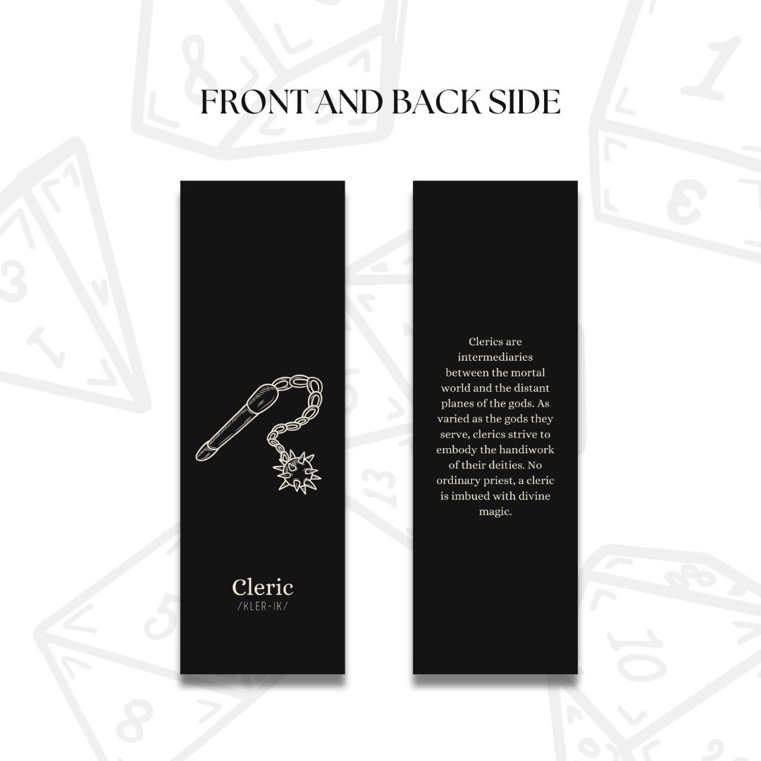 Printable Dungeons and Dragons Class Bookmarks Digital Download D&amp;D 5E ...