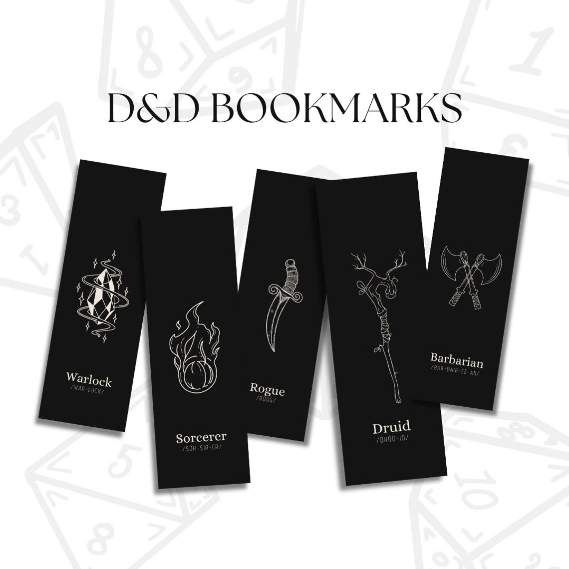 Printable Dungeons and Dragons Class Bookmarks Digital Download D&amp;D 5E ...
