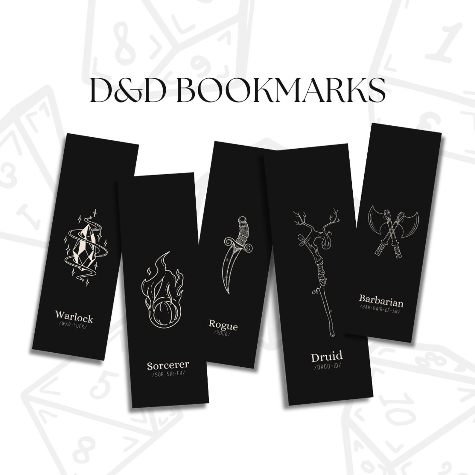 Printable Dungeons and Dragons Class Bookmarks Digital Download D&D 5E ...