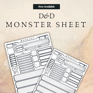 Invulbaar monstervel voor D&D | DM / Dungeon Master Tools | NPC-statistiekenblad | Invulbare en afdrukbare pdf | Kerkers en draken