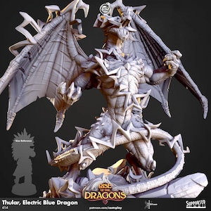 Blue Dragon Miniature BBEG Boss Enemy Monster Figurine Dungeons and Dragons Mini RPG Tabletop DnD Painting Pathfinder 5e D&D CastnPlay