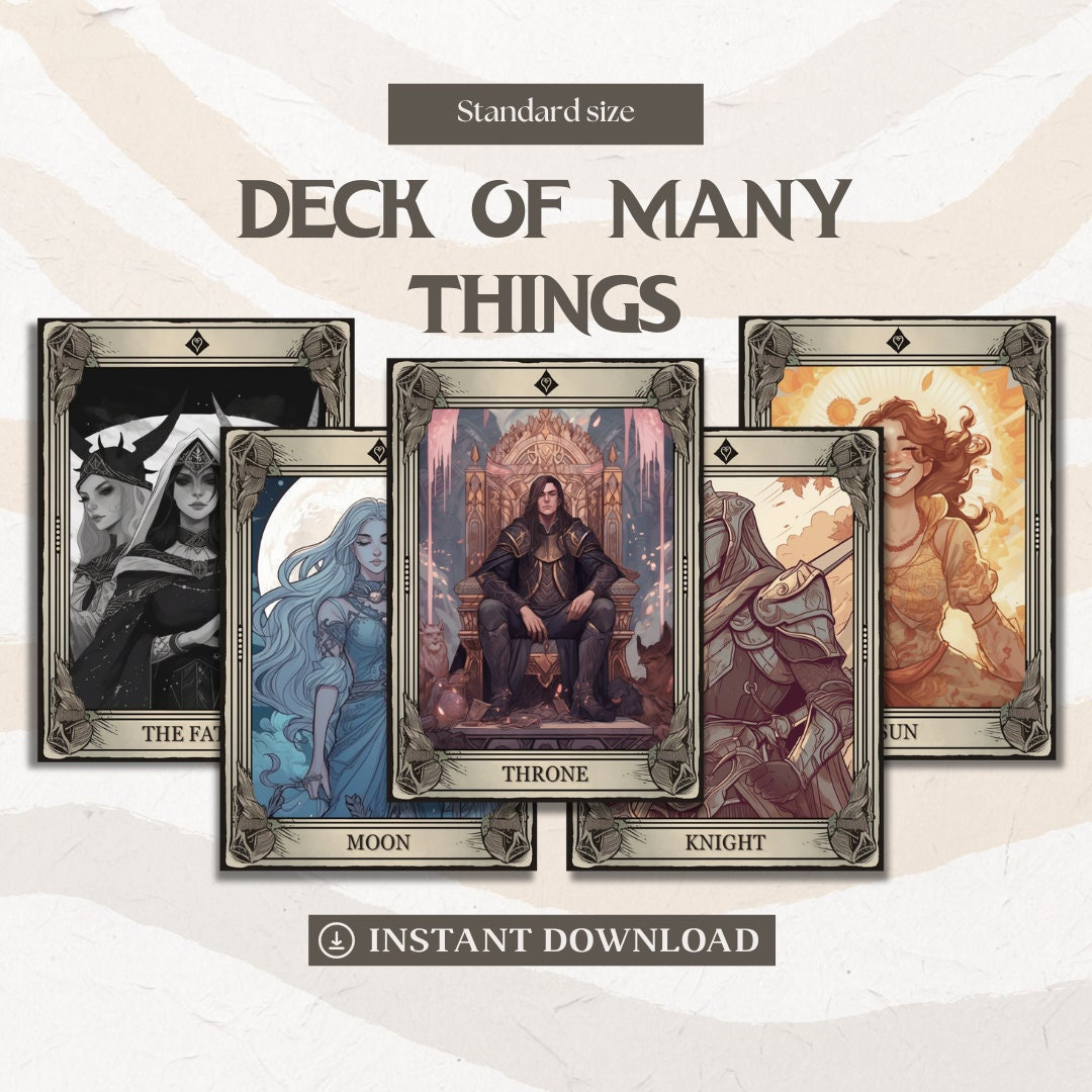 Dnd Deck of Many Things Illustrated Cards Standard Size Dungeons and Dragons Accessories D&D 5e