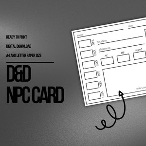 Cartas de PNJ preenchíveis para D&D | Ferramentas para Mestre/Mestre | Ficha de Estatísticas de PNJ | PDF preenchível e para impressão | Dungeons and Dragons