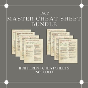Master D&D-spiekbriefverzamelbundel | DM / Dungeon Master Tools | DnD-kaarten | DnD klaar om af te drukken | Kerkers en draken | Afdrukbaar NST