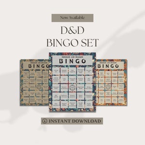 Dungeons and Dragons Bingo | Jogo para download instantâneo para impressão | Acessórios para suplementos DND TTRPG | DND para impressão