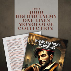 Conjunto de coleção de 1000 monólogos de uma linha do Big Bad Enemy | Ferramentas para Mestre de Artes/Mestre de Dungeons | D&D pronto para impressão | Dungeons and Dragons | D&D para impressão