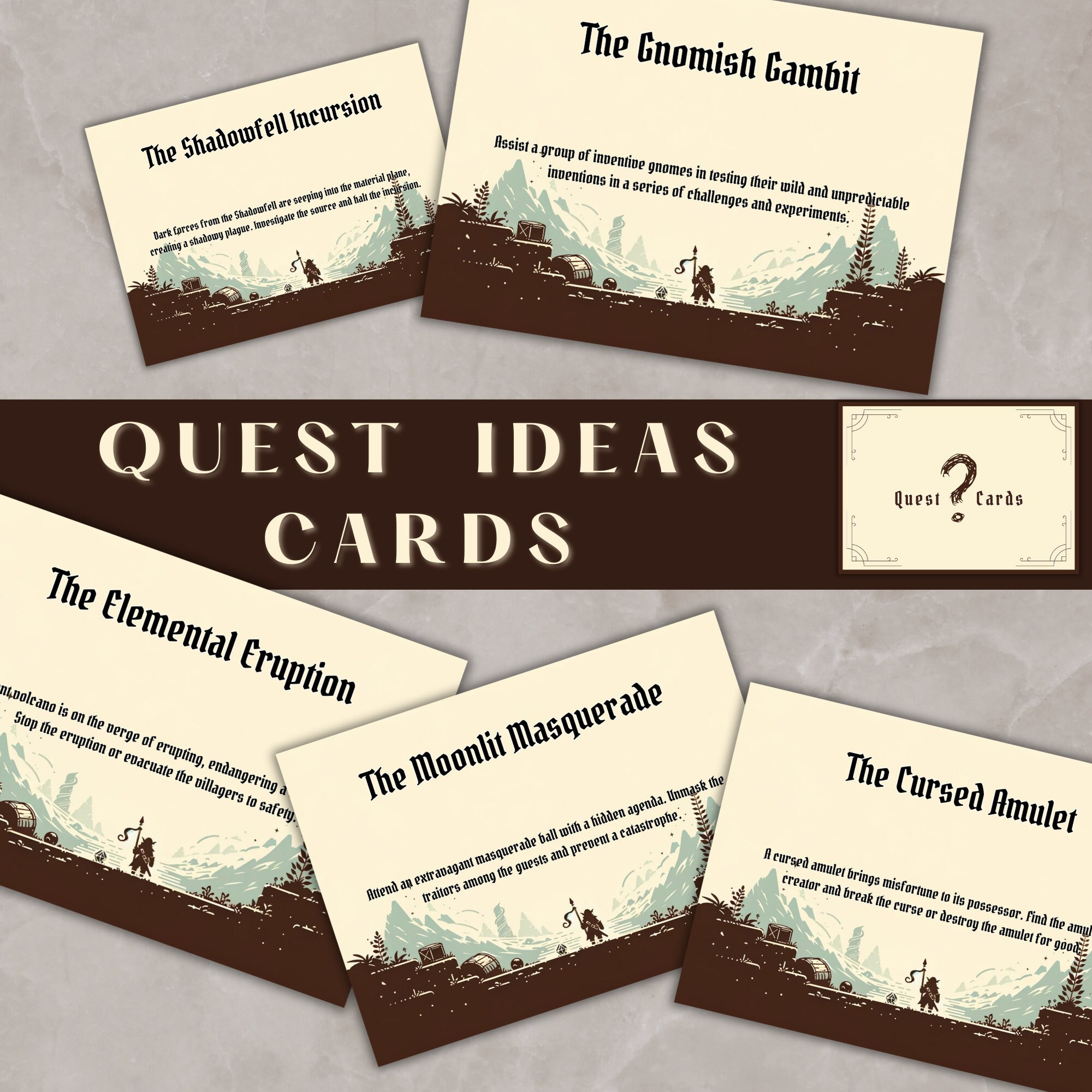 D&D Quest Ideas Cards DM / Dungeon Master Tools Dnd Cards Dnd Ready to Print Dungeons and