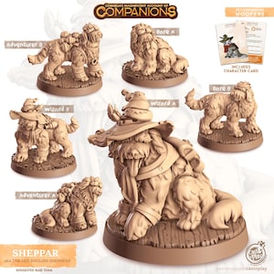 English Shepard Dog Animal Companion Miniature Wild Shape Figurine Dungeons and Dragons Mini Tabletop DnD Painting Pathfinder D&D CastnPlay
