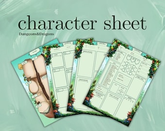 Hoja de personaje de D&D / DM / Herramientas para el Dungeon Master / Hoja de personaje de DnD 5e / PDF rellenable e imprimible / Dungeons and Dragons