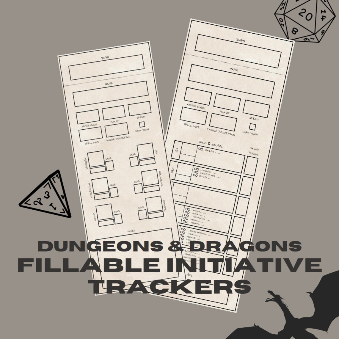 Fillable Initiative Tracker Cards for D&D | DM / Dungeon Master Tools ...