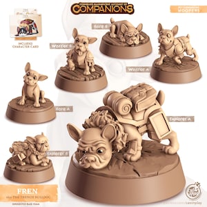 French Bulldog Dog Animal Companion Miniature Wild Shape Figurine Dungeons and Dragons Mini Tabletop DnD Painting Pathfinder D&D CastnPlay