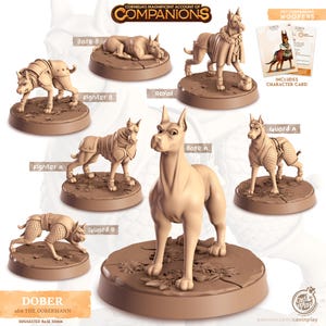 Dobermann Dog Animal Companion Miniature Wild Shape Figurine Dungeons and Dragons Mini RPG Tabletop DnD Painting Pathfinder 5e D&D CastnPlay