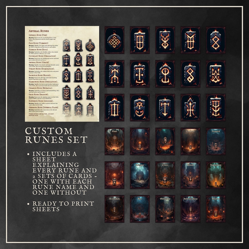 D&D Abyssal Runes Dnd Accessories DM / Dungeon Master Tools Dungeons ...