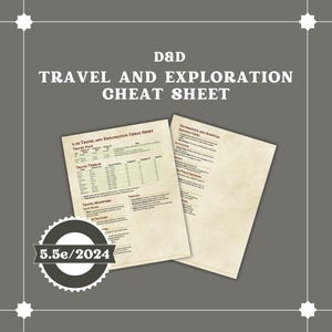 5.5e Reise und Exploration Spickzettel | DM / Dungeon Master-Werkzeuge | D&D Karten | D&D bereit zum Drucken | Dungeons and Dragons | DND druckbar
