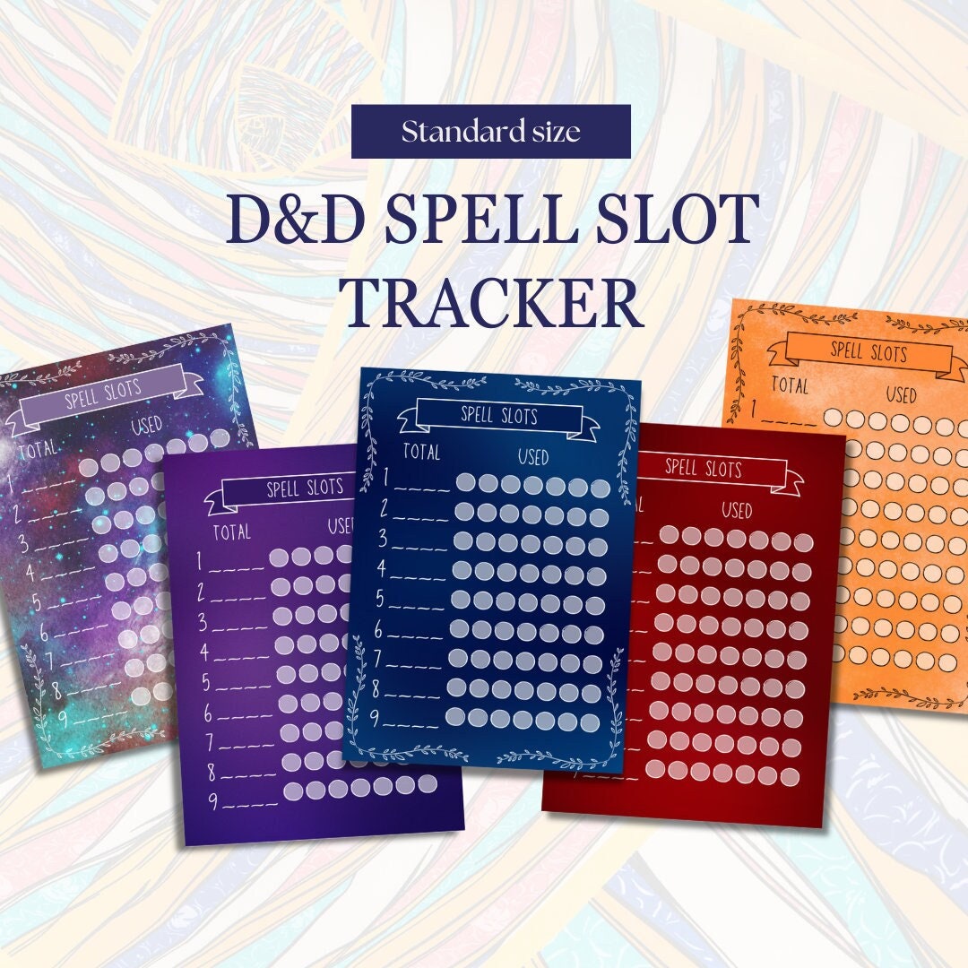 Dnd Spell Tracker Dnd Accessories D&D Character Sheet Dungeons and Dragons Spell Slot Printable