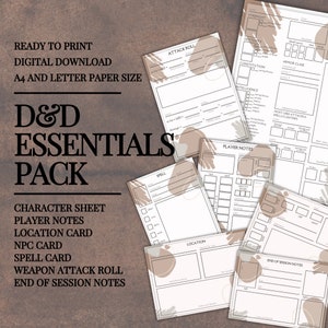 Pacote de Essenciais de D&D | Acessórios D&D | Dungeons and Dragons 5E | Para impressão | D&D para impressão
