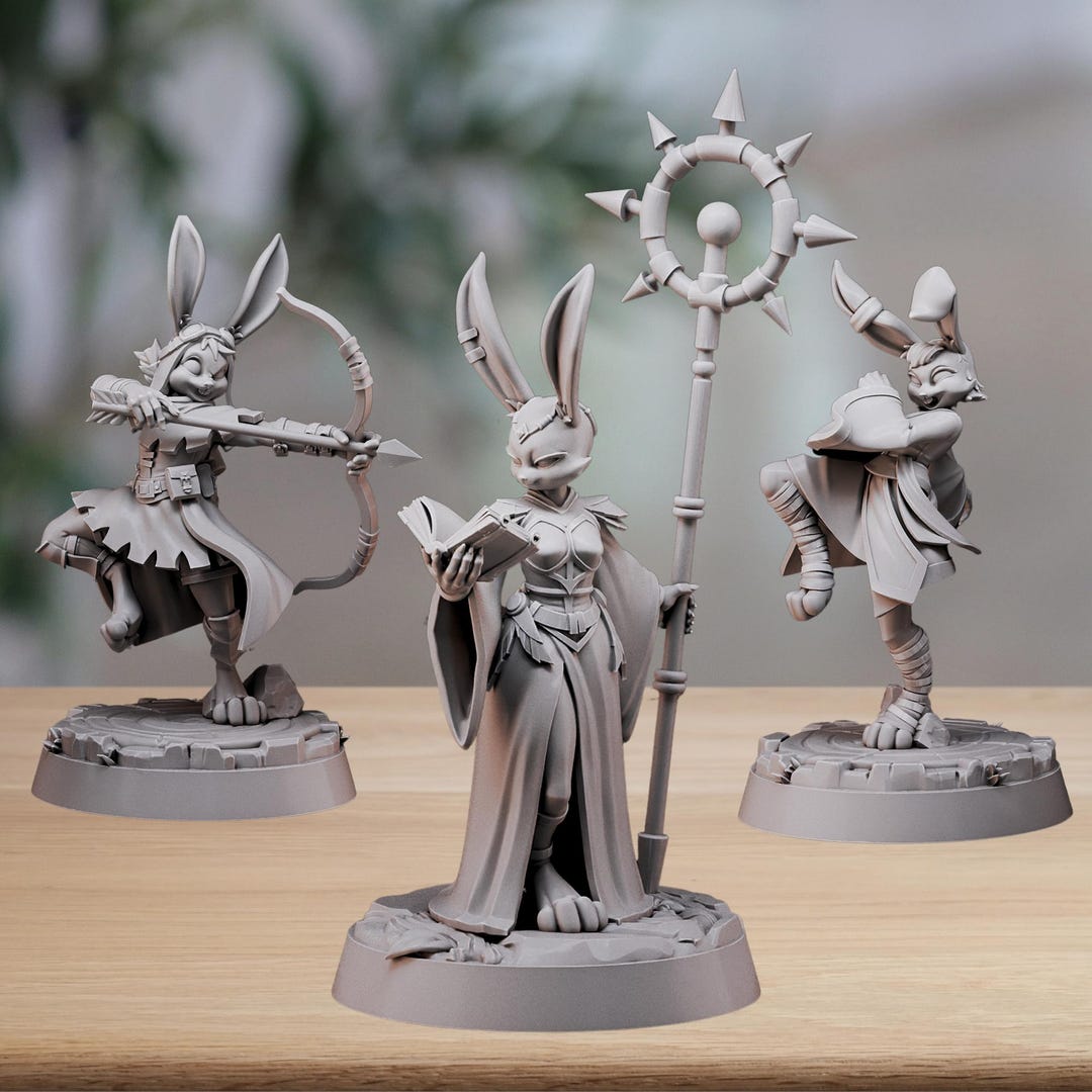 Rabbitfolk Cleric Miniature Ranger Monk Archer Bunny Figurine Dungeons ...