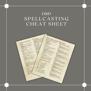 Spellcasting Cheat Sheet | DM / Dungeon Master Tools | DnD Cards | DnD Ready To Print | Dungeons and Dragons | DND printable