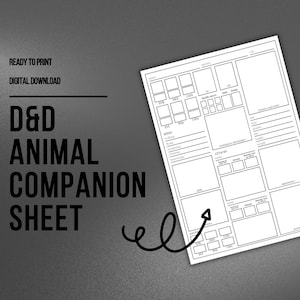 Hoja de compañero animal de D&D / DM / Herramientas del Dungeon Master / Hoja de personaje de DnD 5e / PDF rellenable e imprimible / Dungeons and Dragons