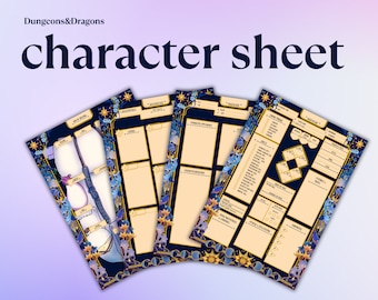 Hoja de personaje de D&D / DM / Herramientas para el Dungeon Master / Hoja de personaje de DnD 5e / PDF rellenable e imprimible / Dungeons and Dragons