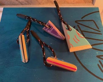 Skateboard keychain, upcycled skateboard, recycled skateboard keychain, keychain, unique keychain