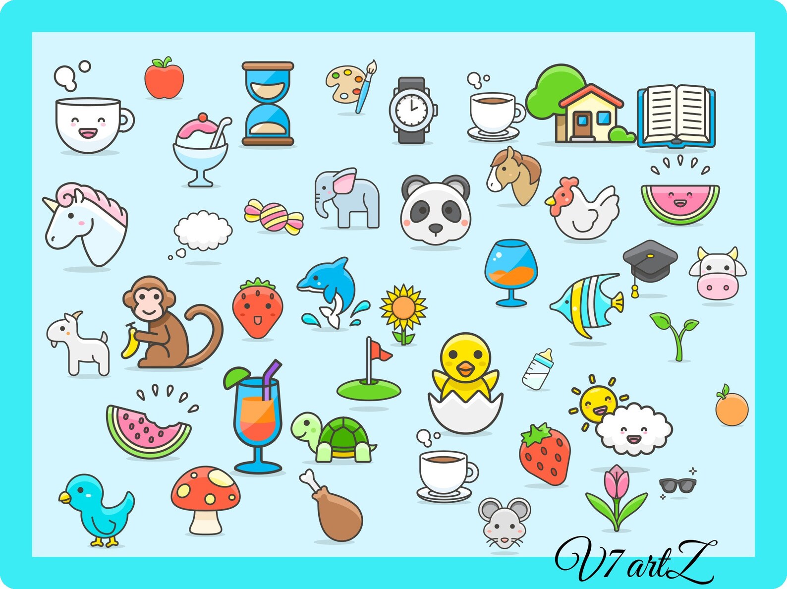 100 Cute Emoji Icons Svg Bundle Pets Emoji Fruits Emoji Etsy